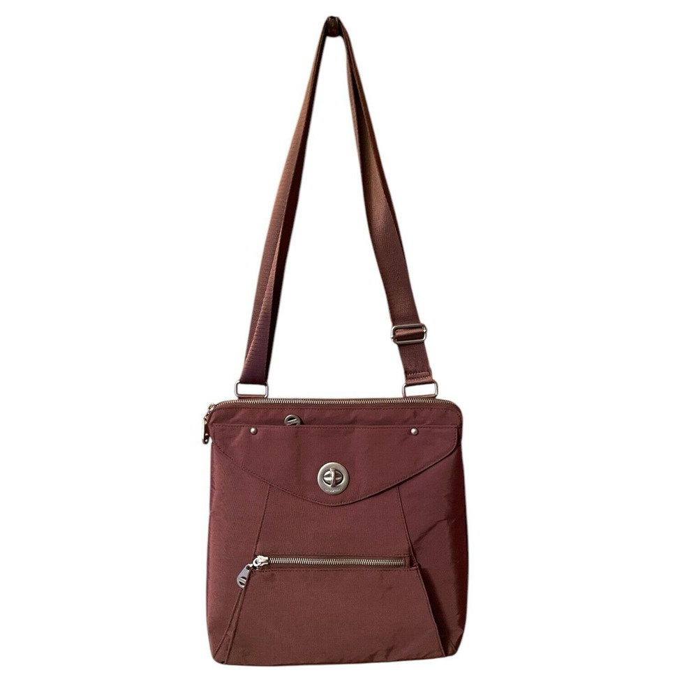 Baggallini Large Brown Crossbody Turn-lock Bag /Travel / Carrier for sm Tablet